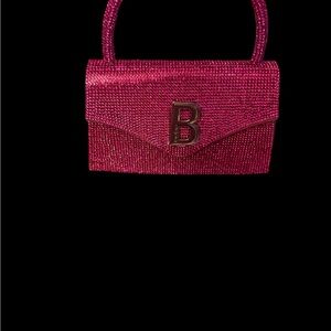 bebe Fuchsia Rhinestone Clutch